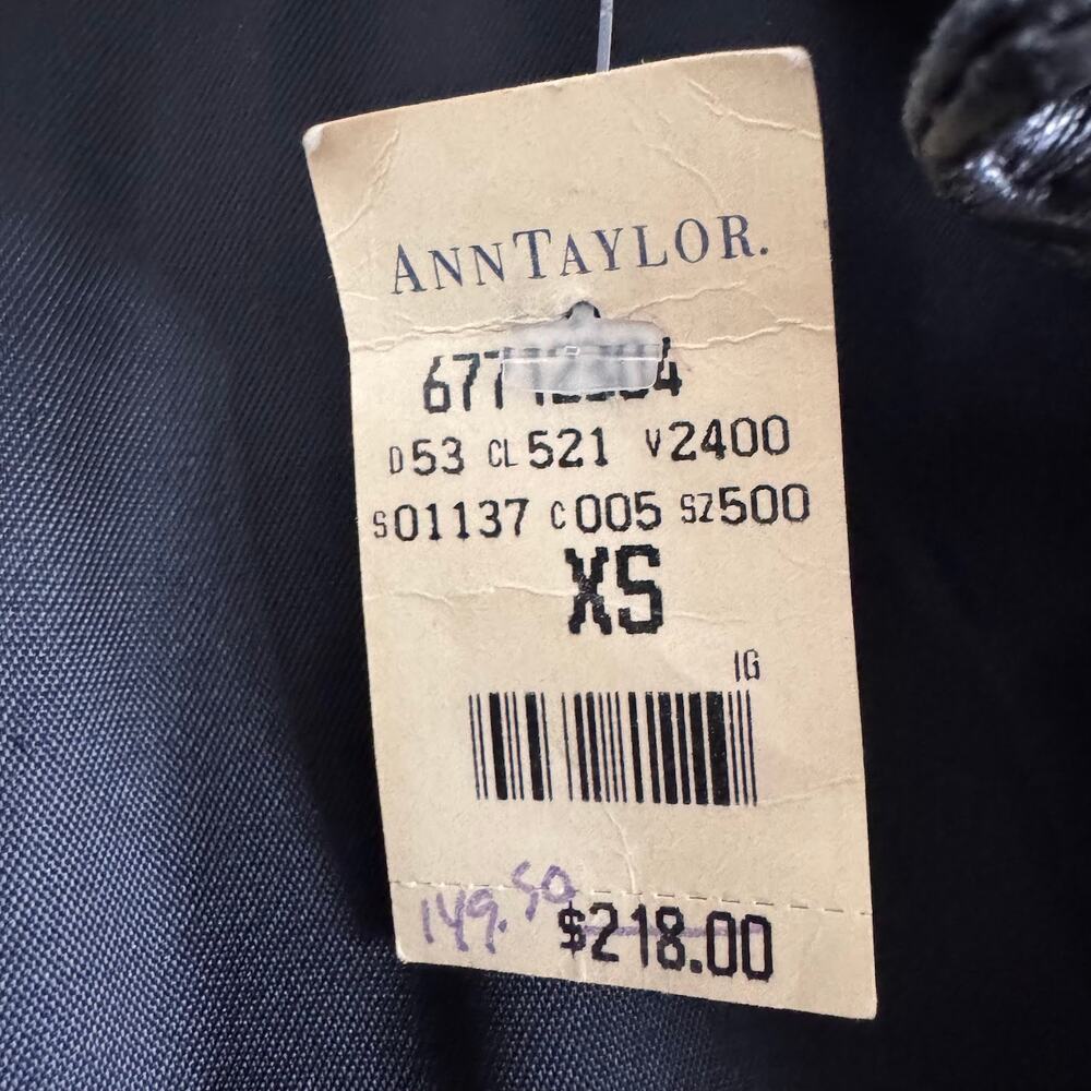 Vintage Ann Taylor Black Leather Full Zip Collared Vest Jacket USA XS Rare - Picture 4 of 6